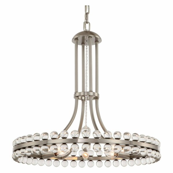 Crystorama 8 Light Brushed Nickel Eclectic/Mid Century/Modern Chandelier CLO-8898-BN